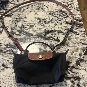 Longchamp Black and Brown Crossbody Bag